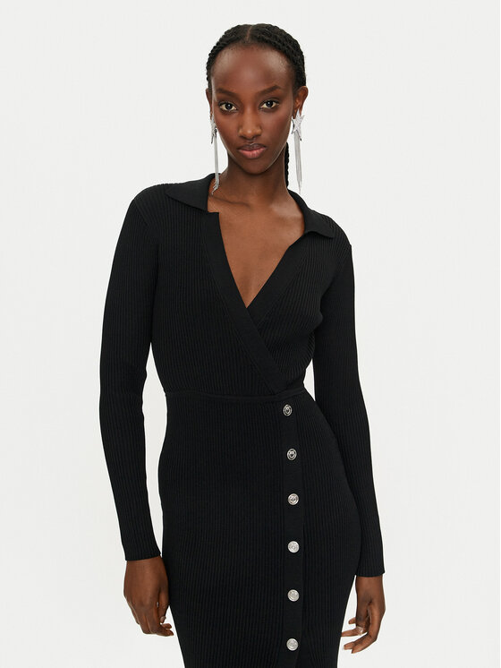 PINKO PINKO Úpletové šaty Viscosa Mix 104033 A239 Černá Slim Fit