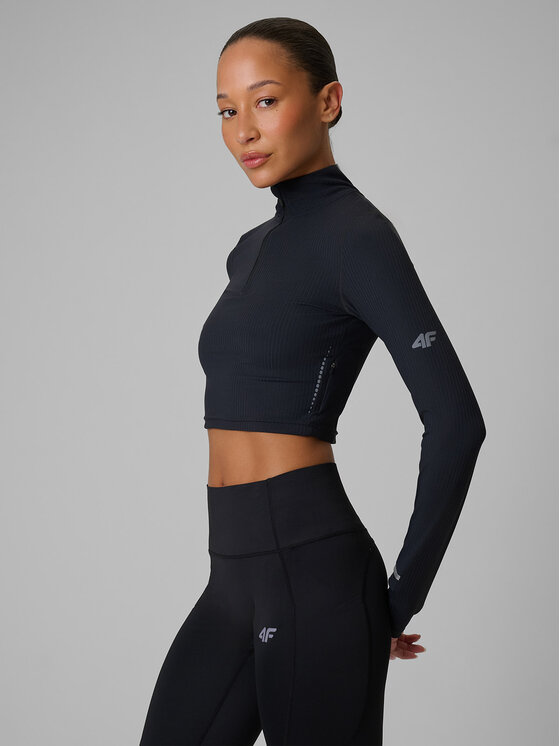 4F 4F Bluza techniczna JOY MOTION Czarny Slim Fit