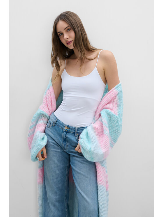 Fobya Fobya Kardigan F2040 Niebieski Loose Fit