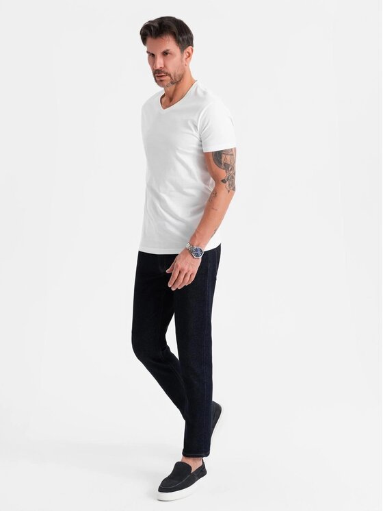 Ombre Ombre T-Shirt OM-TSBS-0237 Biały Regular Fit