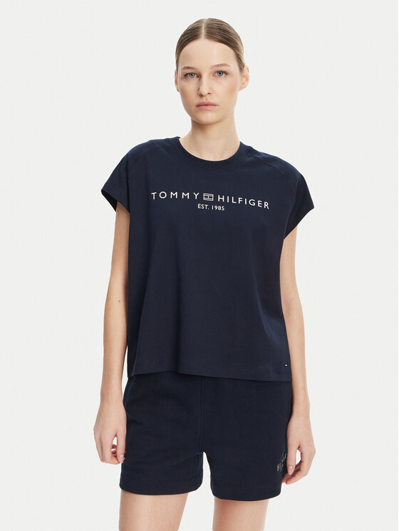Női Póló Tommy Hilfiger, Méret: L, Sötétkék, WW0WW46113