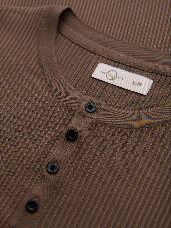 Ombre Ombre T-Shirt OM-TSCT-0304 Brązowy Slim Fit