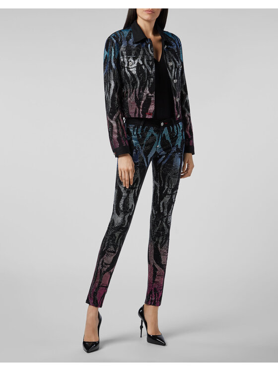 PHILIPP PLEIN PHILIPP PLEIN Jegginsy 21825 Czarny Jegging Fit