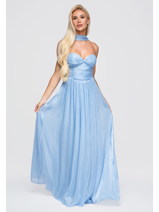 Ombre Ombre Sukienka wieczorowa LA-OM-DLR408 Niebieski Slim Fit