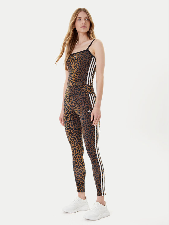 adidas adidas Top Leopard JW7310 Rjava Slim Fit