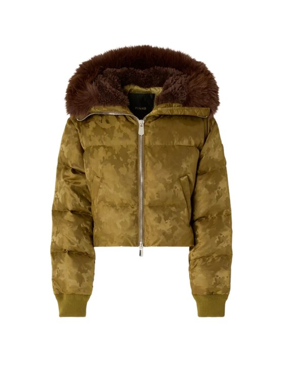 PINKO PINKO Kurtka puchowa 107725A3LZ PIASTRAIA IMBOTTITO RASO TECNI Zielony Regular Fit