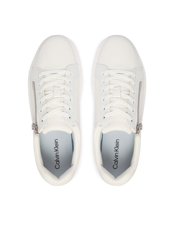 Calvin Klein Calvin Klein Sneakersy Classic Cup Laceup Zip Lth YM0YM01437 Biela