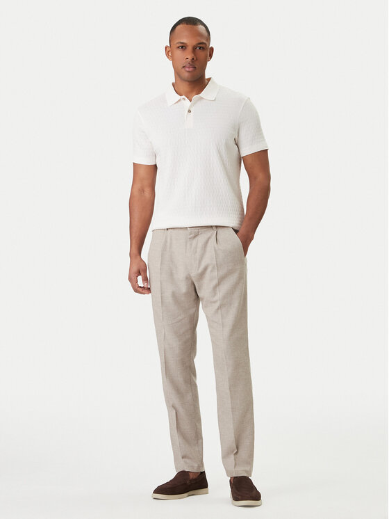 JOOP! JOOP! Тениска с яка и копчета Jorge 30101934 Екрю Slim Fit