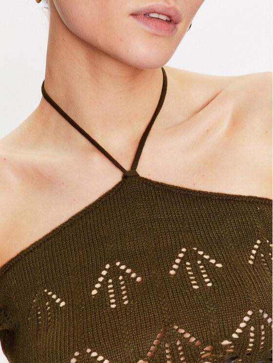 BDG Urban Outfitters BDG Urban Outfitters Пуловер BDG LADDERED HALTER NECK 76469477 Каки Cropped Fit
