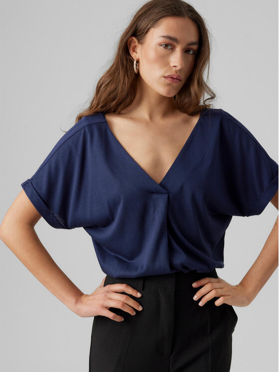 Vero Moda Vero Moda Bluzka Flia 10288373 Granatowy Wide Fit
