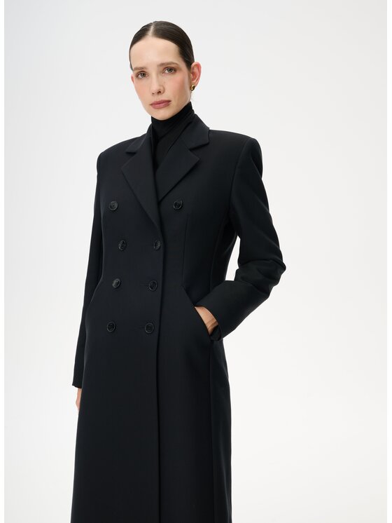 LEBRAND LEBRAND Płaszcz wełniany Olivia Czarny Regular Fit