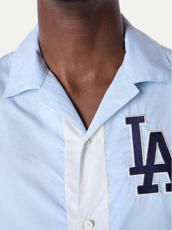 New Era New Era Košeľa LA Dodgers Stripe Revere 60596335 Biela Regular Fit