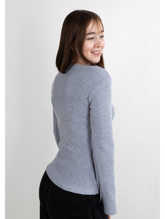 DKaren Sport DKaren Sport Bluzka DK34 Długi Szary Classic Fit
