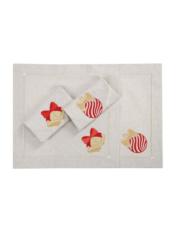 Roseberry Home Roseberry Home Serwetki Jingle Bells & Christmas Bauble Mirha Beżowy