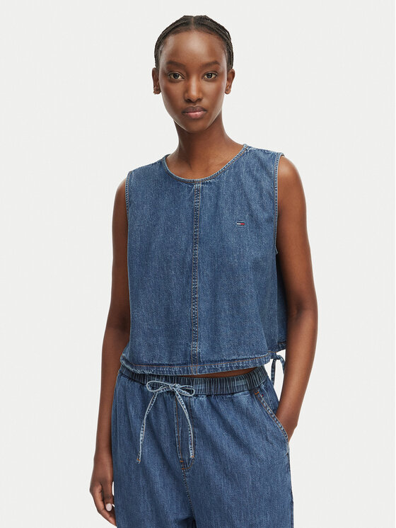 Tommy Jeans Top DW0DW22609 Albastru Regular Fit