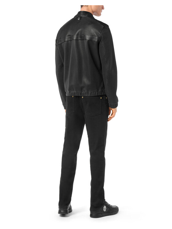 Billionaire Billionaire Kurtka skórzana 24383 Czarny Regular Fit