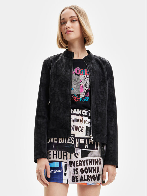 Női Műbőr dzseki Desigual, Méret: XS, Fekete, Detroit 23SWEW02