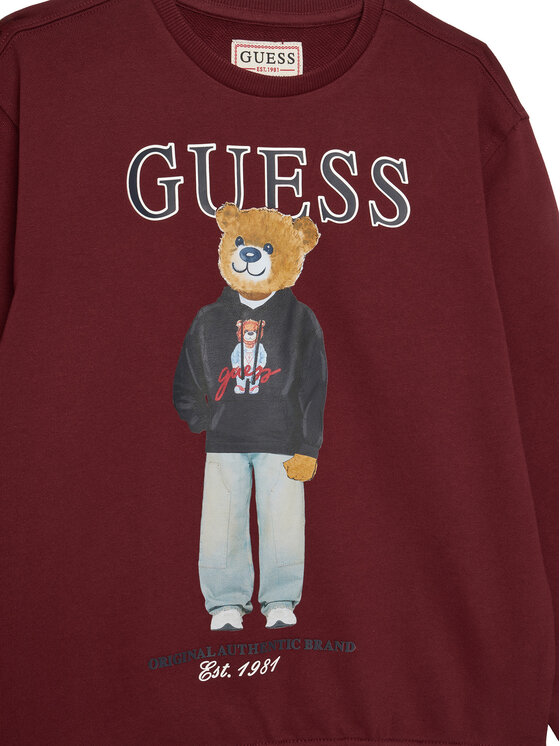 Guess Guess Bluza L6YQ07 K4049 Bordowy Regular Fit