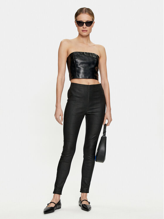 Cream Cream Pantaloni in similpelle Tabea 10610409 Nero Slim Fit