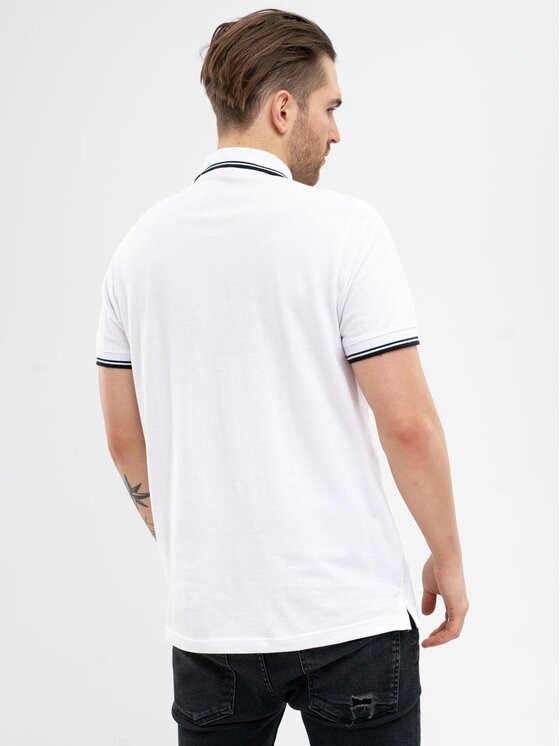 Jigga Wear Jigga Wear Polo Koszulka Polo Z Krótkim Rękawem Męska Biała Jigga Wear Classic Stripe XXL Biały Regular Fit
