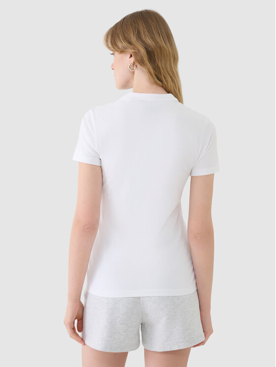 4F 4F Polo 4FWMM00TPTSF365-10S Bianco Slim Fit