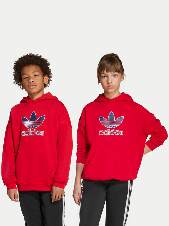 adidas Bluza Trefoil JV8652 Czerwony Loose Fit