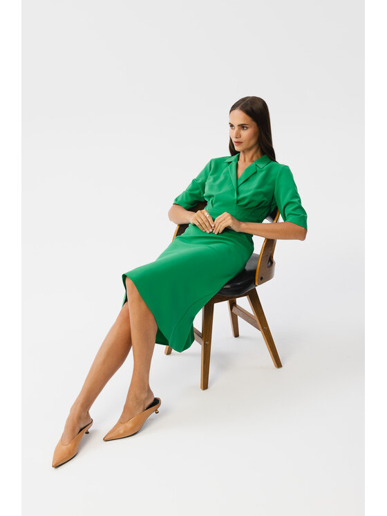 Stylove Stylove Sukienka koktajlowa S348 Zielony Modern Fit