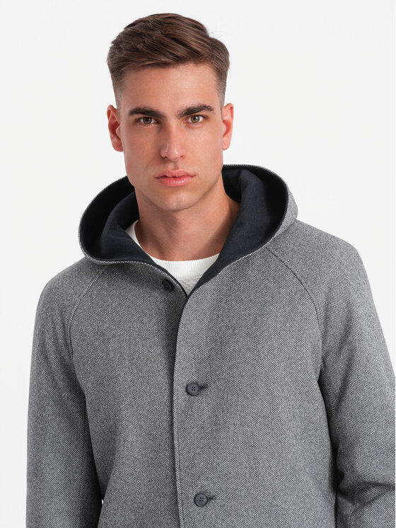 Ombre Ombre Płaszcz OM-COWC-0122 Szary Regular Fit