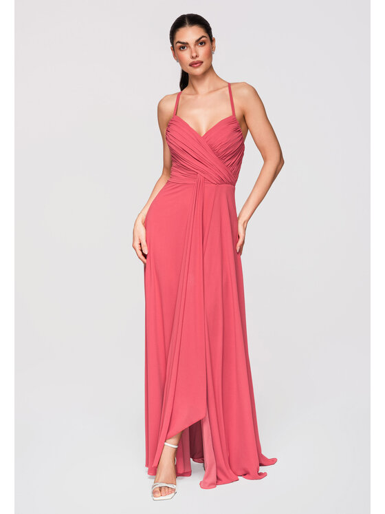 Ombre Ombre Sukienka wieczorowa LA-OM-DLR310 Koralowy Regular Fit