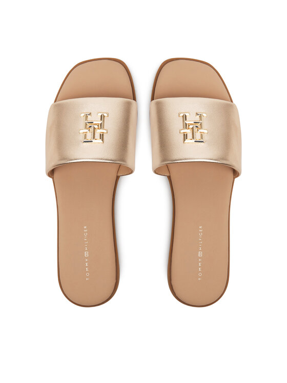 Tommy Hilfiger Tommy Hilfiger Natikače Th Logo Hw Metallic Leather Mule FW0FW08807 Zlatna
