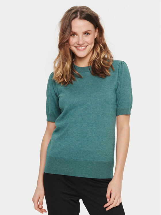 Saint Tropez Saint Tropez Pulover 30511788 Zelena Classic Fit