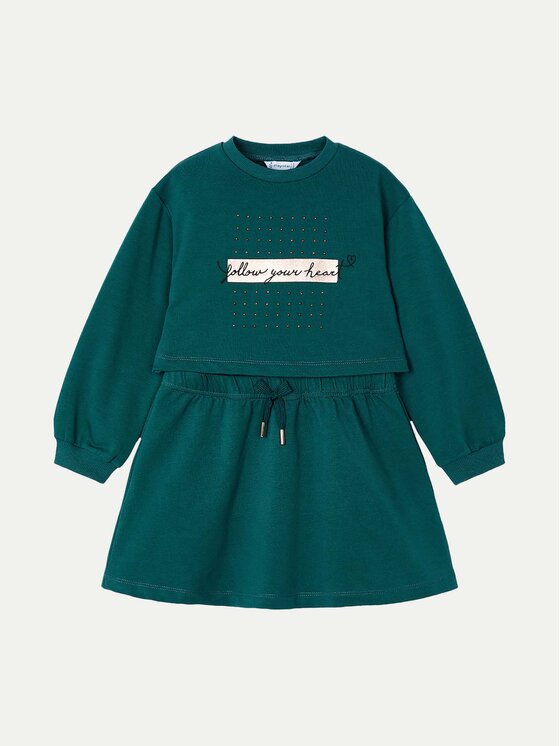 Mayoral Mayoral Set Sweatshirt und Kleid 4927 Grün Regular Fit