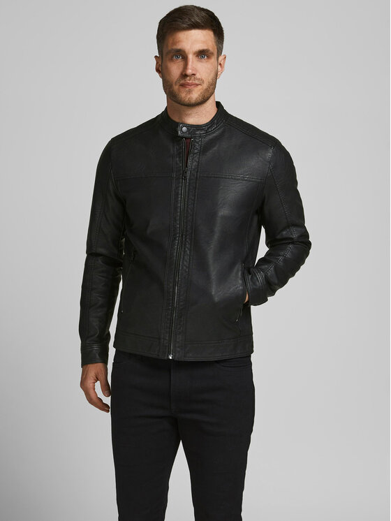Jack&Jones Jack&Jones Dirbtinės odos striukė 12182461 Juoda Regular Fit