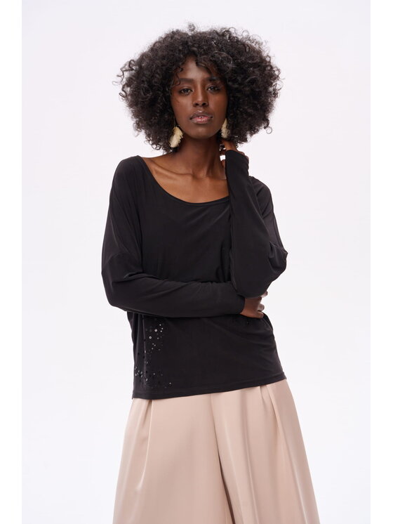 blue shadow blue shadow Bluzka Xilix Czarny Regular Fit