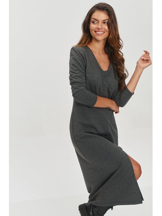 Makadamia Makadamia Sukienka codzienna M845 Szary Regular Fit