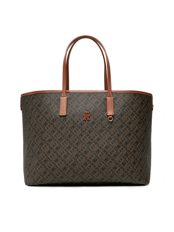 Tommy Hilfiger Tommy Hilfiger Kabelka Th Monoplay Leather Tote AW0AW17416 Čierna