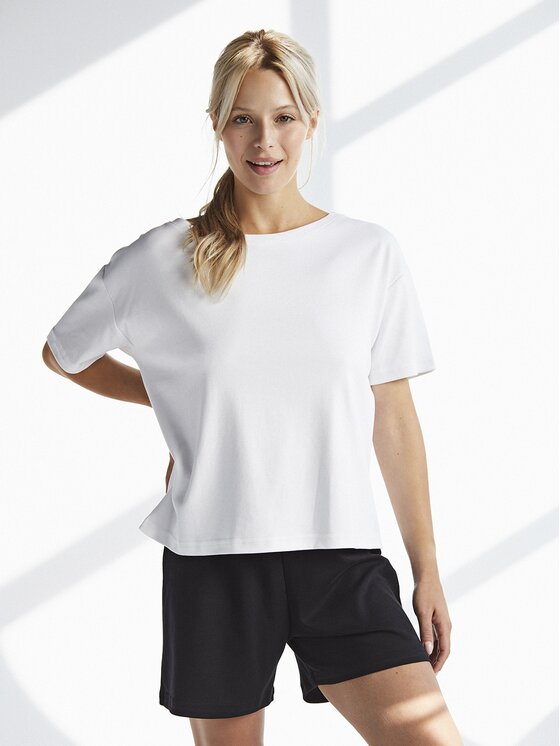 Mumla Mumla Koszulka piżamowa t-shirt bawełniany biały Biały