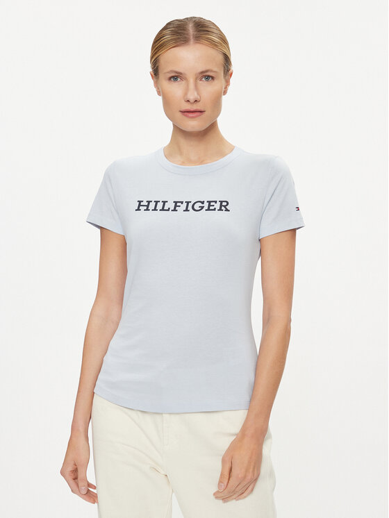 Tommy Hilfiger T-krekls WW0WW38872 Gaiši zils Slim Fit