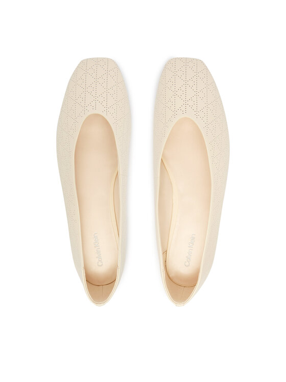 Calvin Klein Calvin Klein Balerinke Square Ballerina Aop Lth HW0HW02936 Bež