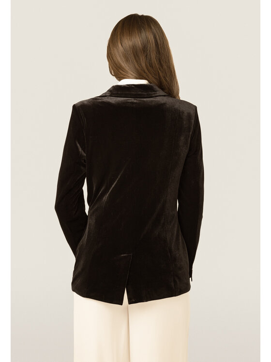 QUIOSQUE QUIOSQUE Sako VELOR BLAZER Čierna Regular Fit