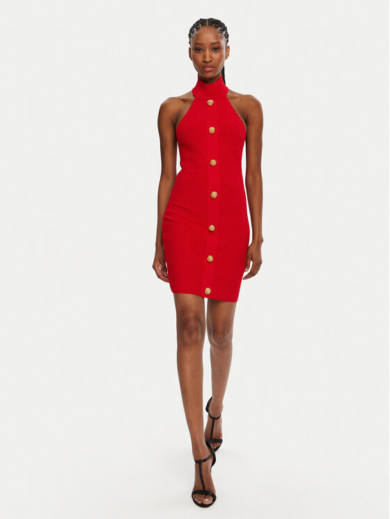 Balmain Balmain Coctailkleid DF0R3236KH58 Rot Slim Fit