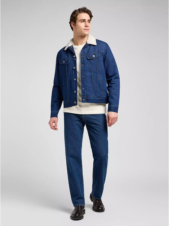 Lee Lee Kurtka jeansowa SHERPA JACKET Niebieski Regular Fit