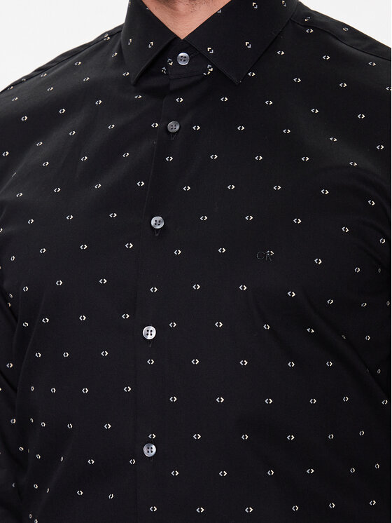 Camicia Twill Two Color Print K10K111298 Nero Slim...