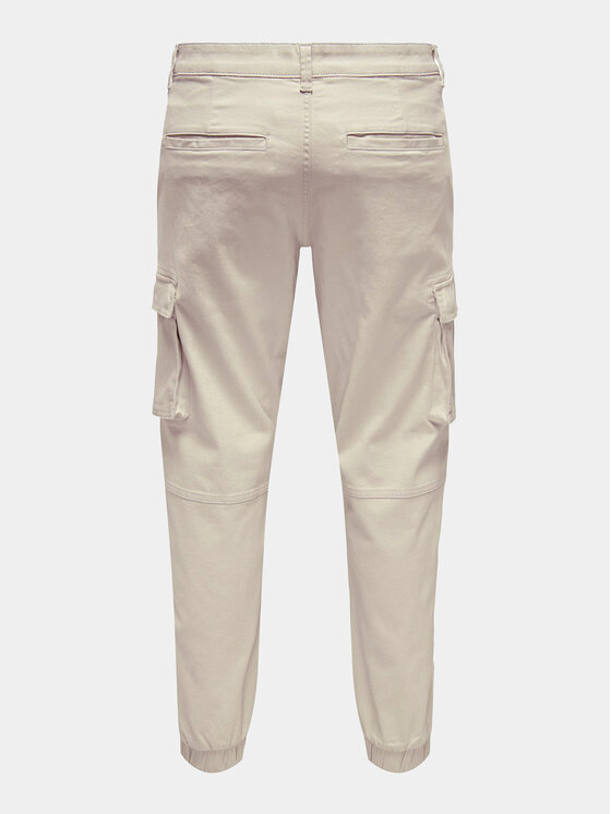 Only & Sons Only & Sons Kalhoty z materiálu Cam 22016687 Béžová Tapered Fit