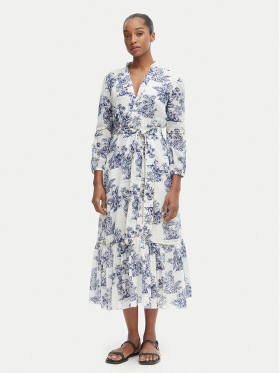 Iconique Rochie de vară IC25-078 Alb Relaxed Fit