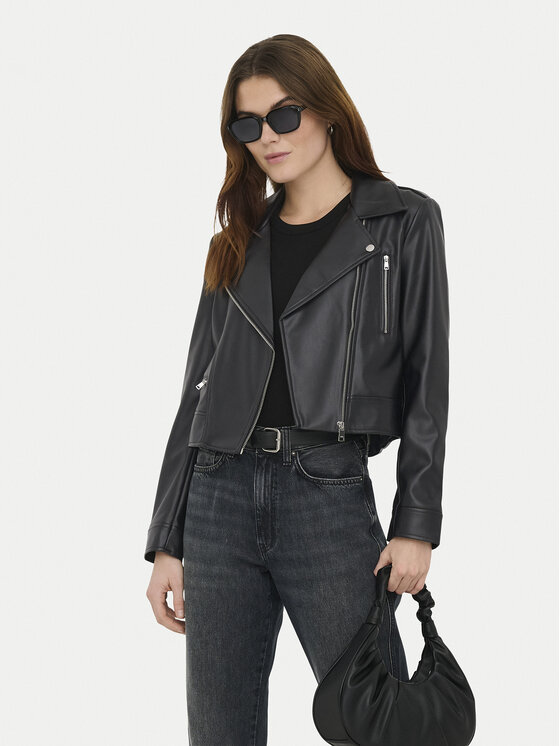 ONLY ONLY Dirbtinės odos striukė Carmen 15361396 Juoda Regular Fit