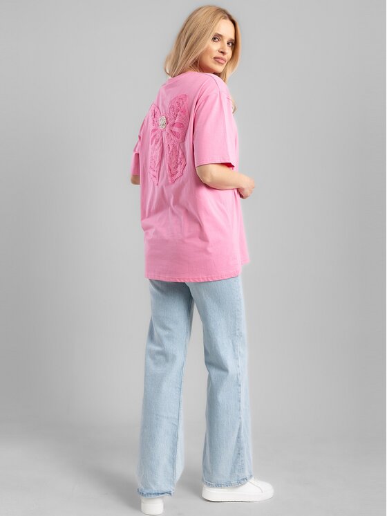 Perso Perso T-Shirt TCE245521F Różowy Regular Fit