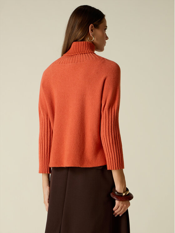 Oltre Oltre Sweter M155E002164N017 Pomarańczowy Boxy Fit