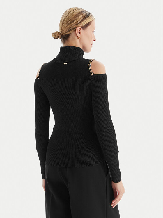 Fracomina Fracomina Krekls ar augstu apkakli FS25WT7020K559Q7 Melns Slim Fit