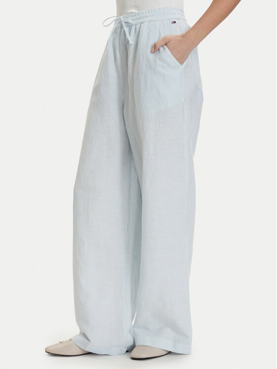 Tommy Jeans Pantaloni din material DW0DW22285 Albastru deschis Loose Fit